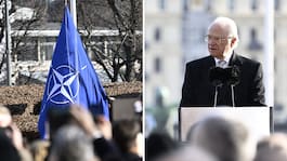 Natos flagga hissad vid Sveriges riksdag – kungens tal